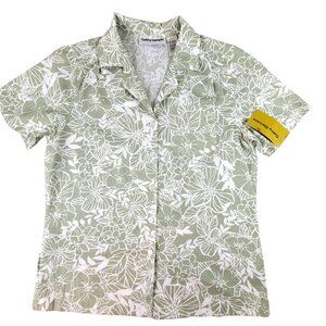 Cathy Daniels Womens Top Green Floral Print Blouse size Small NWT  JH1321